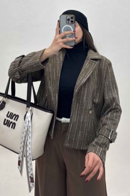 کت فوتر خط چین دار دو جیب خطی