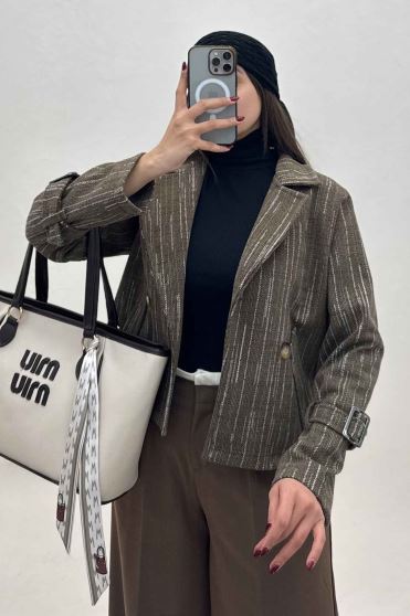 کت فوتر خط چین دار دو جیب خطی