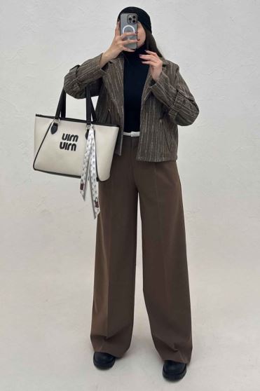 کت فوتر خط چین دار دو جیب خطی