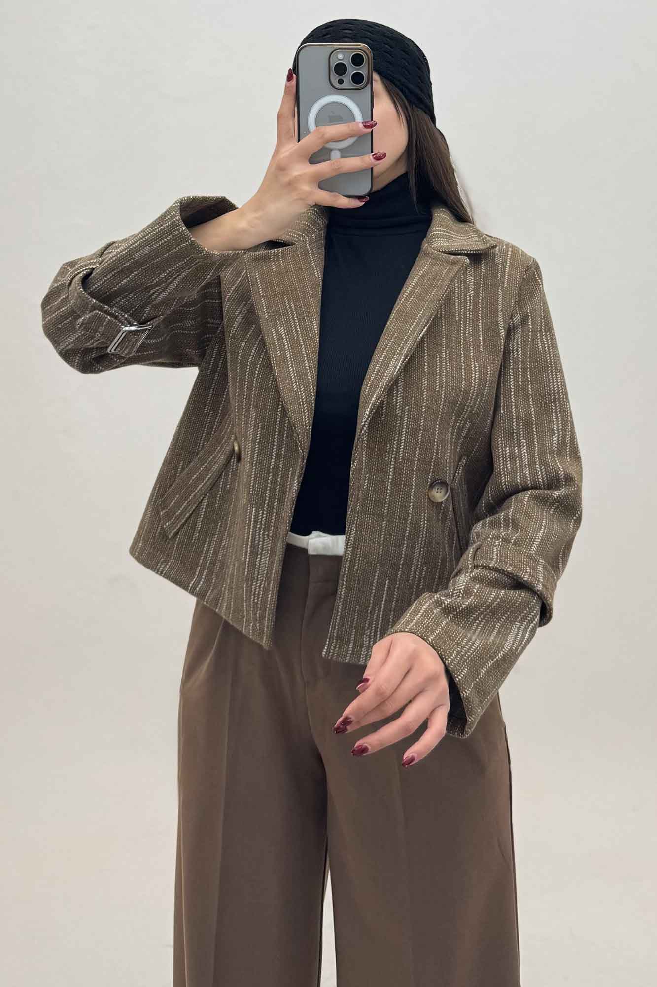 کت فوتر خط چین دار دو جیب خطی