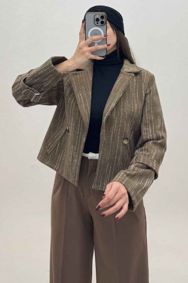 کت فوتر خط چین دار دو جیب خطی