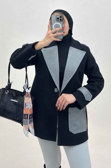 کت فوتر آستردار تک جیب دو رنگ