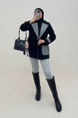 کت فوتر آستردار تک جیب دو رنگ