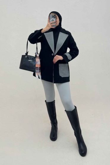 کت فوتر آستردار تک جیب دو رنگ