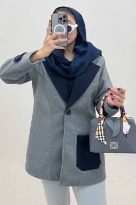 کت فوتر آستردار تک جیب دو رنگ