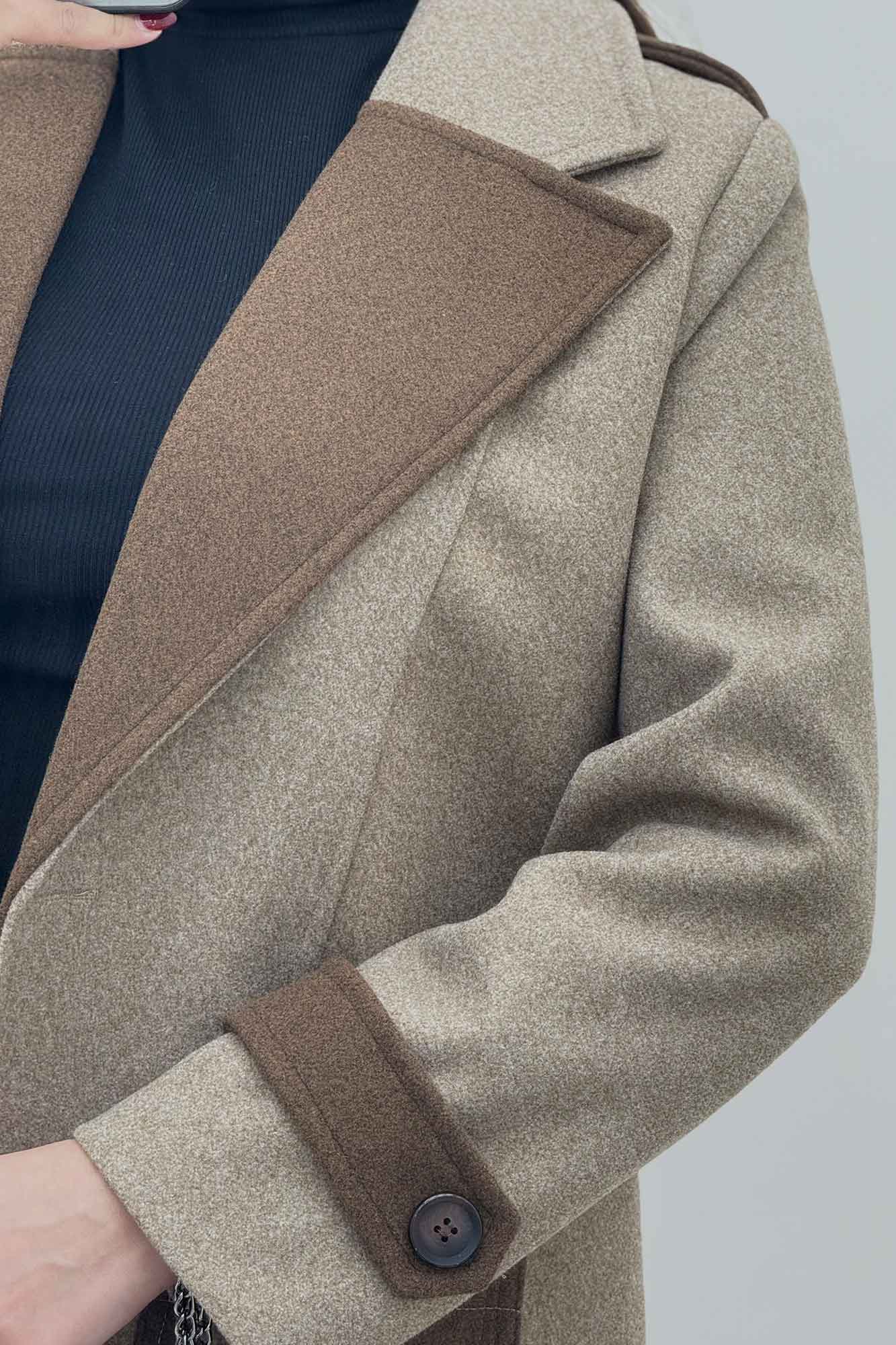 کت فوتر آستردار تک جیب دو رنگ