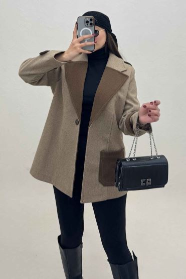 کت فوتر آستردار تک جیب دو رنگ