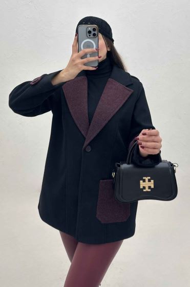 کت فوتر آستردار تک جیب دو رنگ