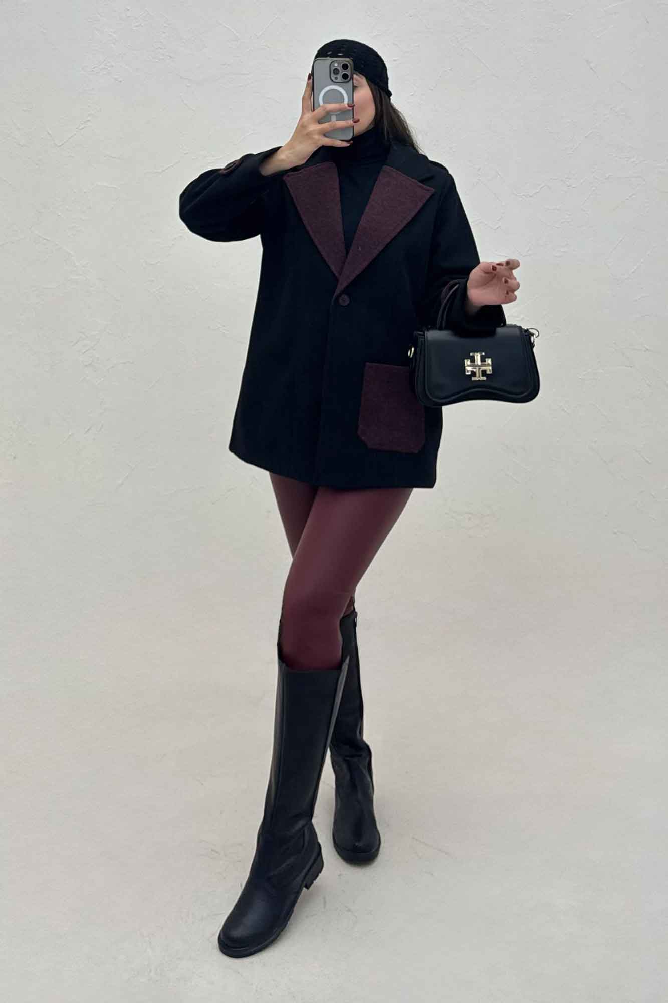 کت فوتر آستردار تک جیب دو رنگ