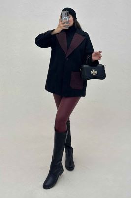 کت فوتر آستردار تک جیب دو رنگ