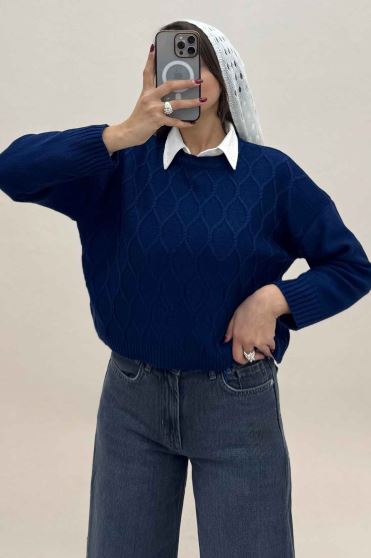 بلوز بافت طرح لوزی کد 148