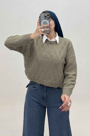 بلوز بافت طرح لوزی کد 148