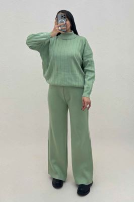 ست بلوز یقه اسکی و شلوار بافت