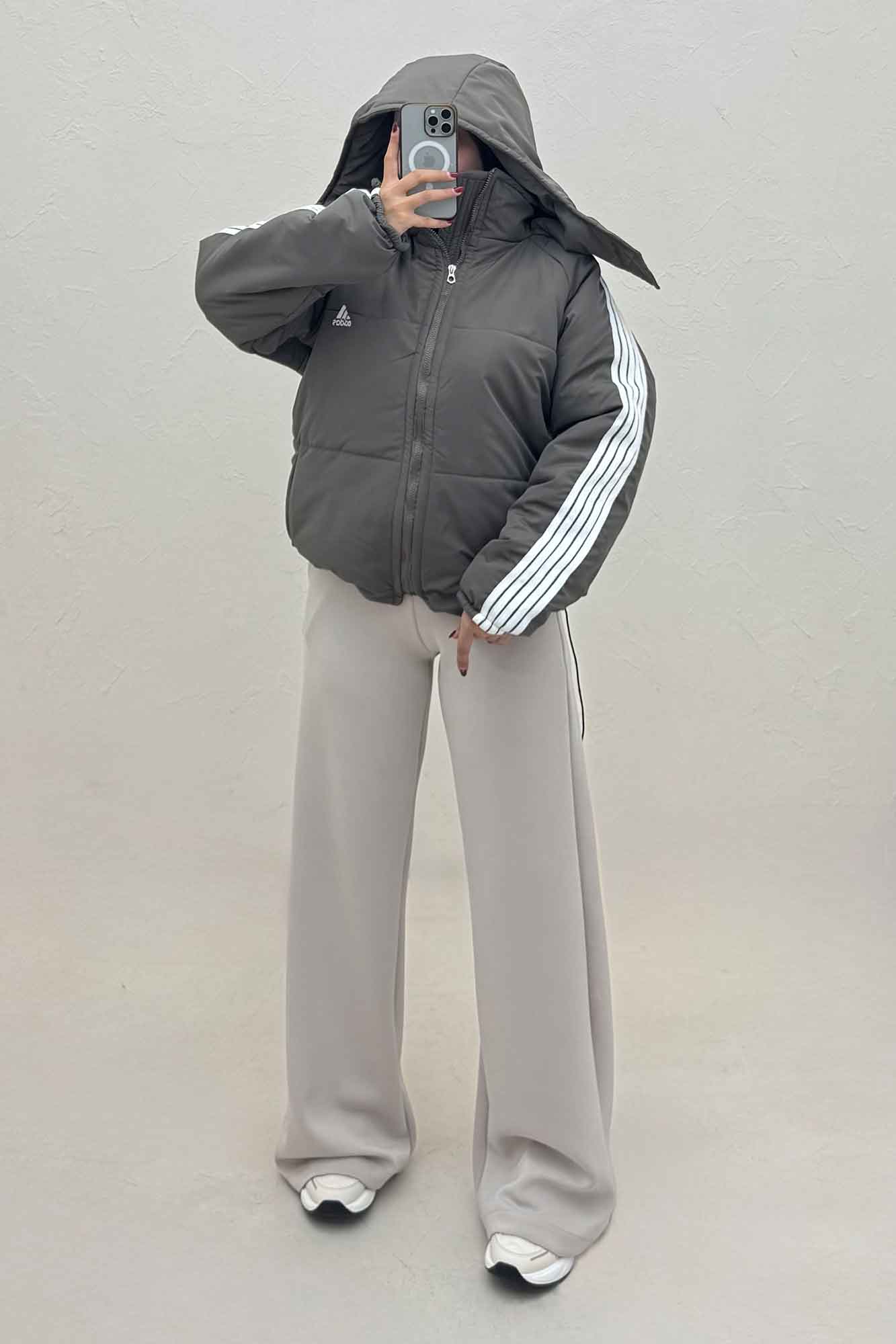 کاپشن اسکیمویی نوار دار