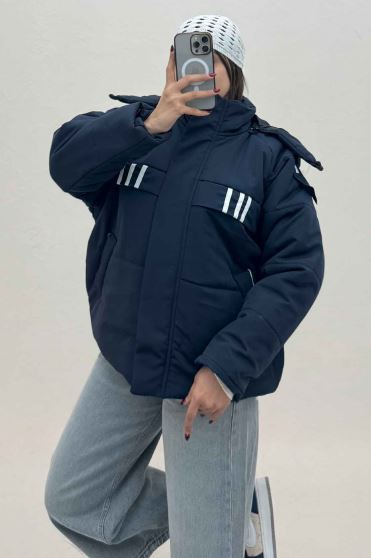 کاپشن کلاه دار پشت بلند