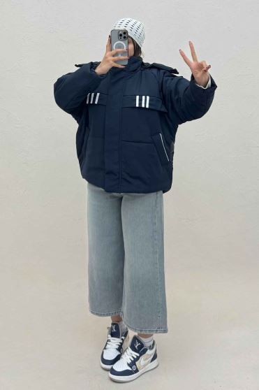 کاپشن کلاه دار پشت بلند