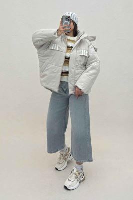 کاپشن کلاه دار پشت بلند