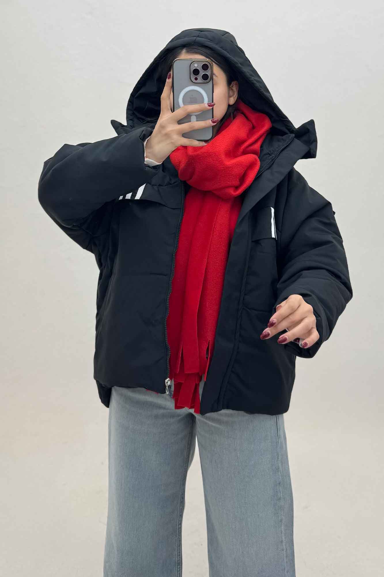 کاپشن کلاه دار پشت بلند