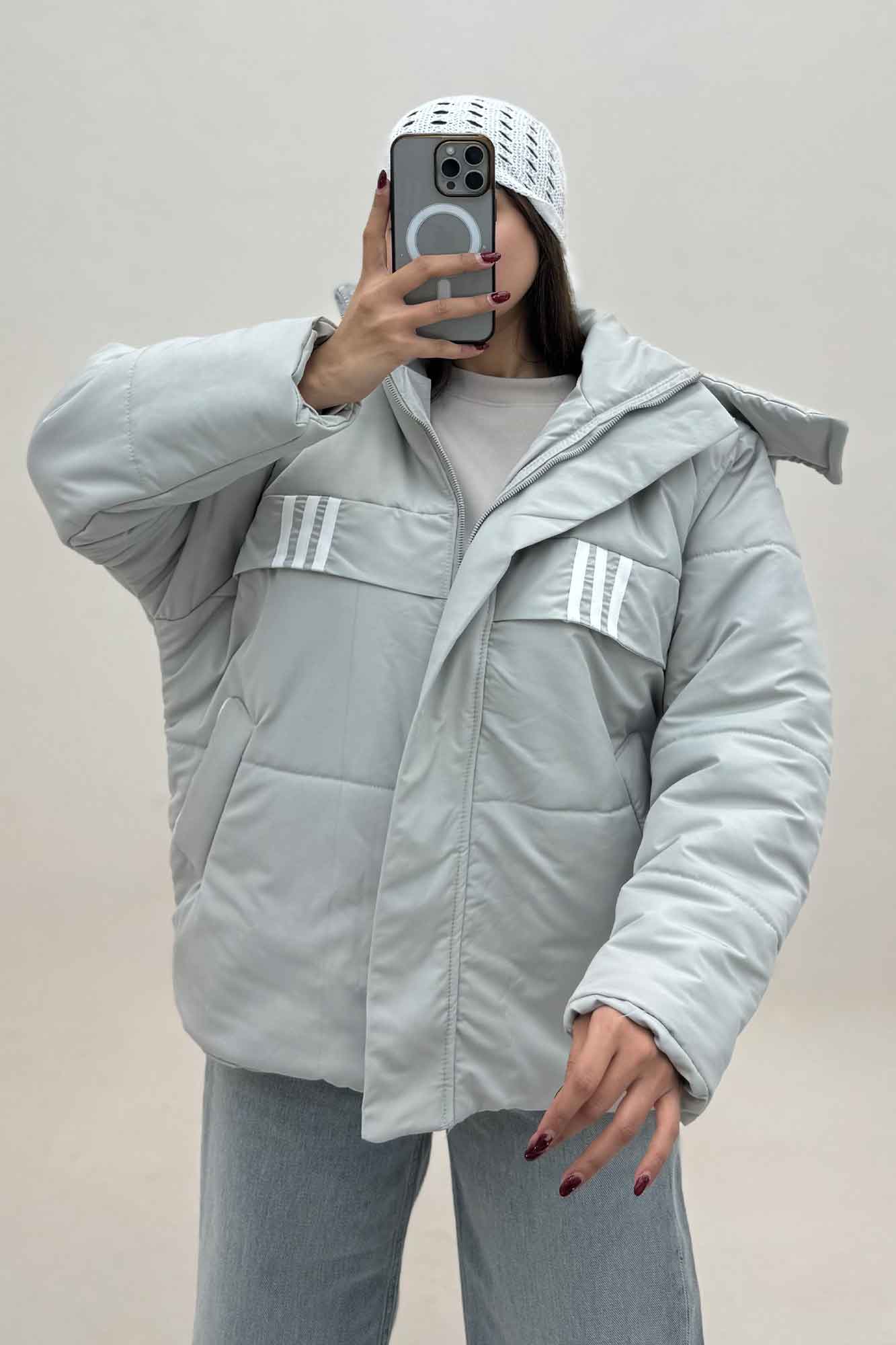 کاپشن کلاه دار پشت بلند