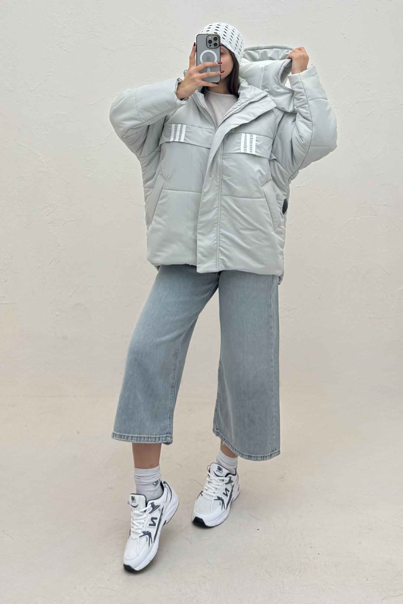 کاپشن کلاه دار پشت بلند