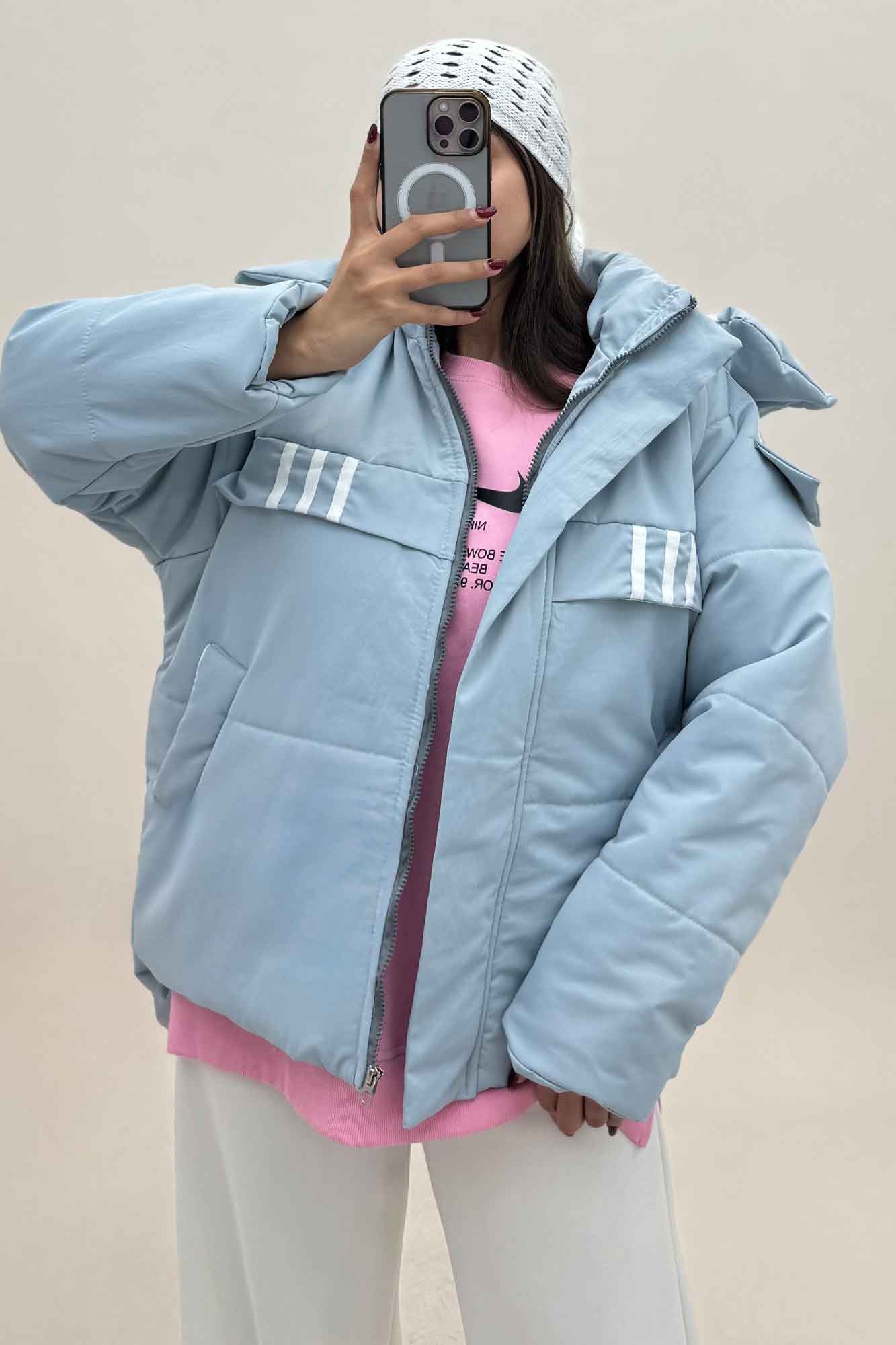 کاپشن کلاه دار پشت بلند