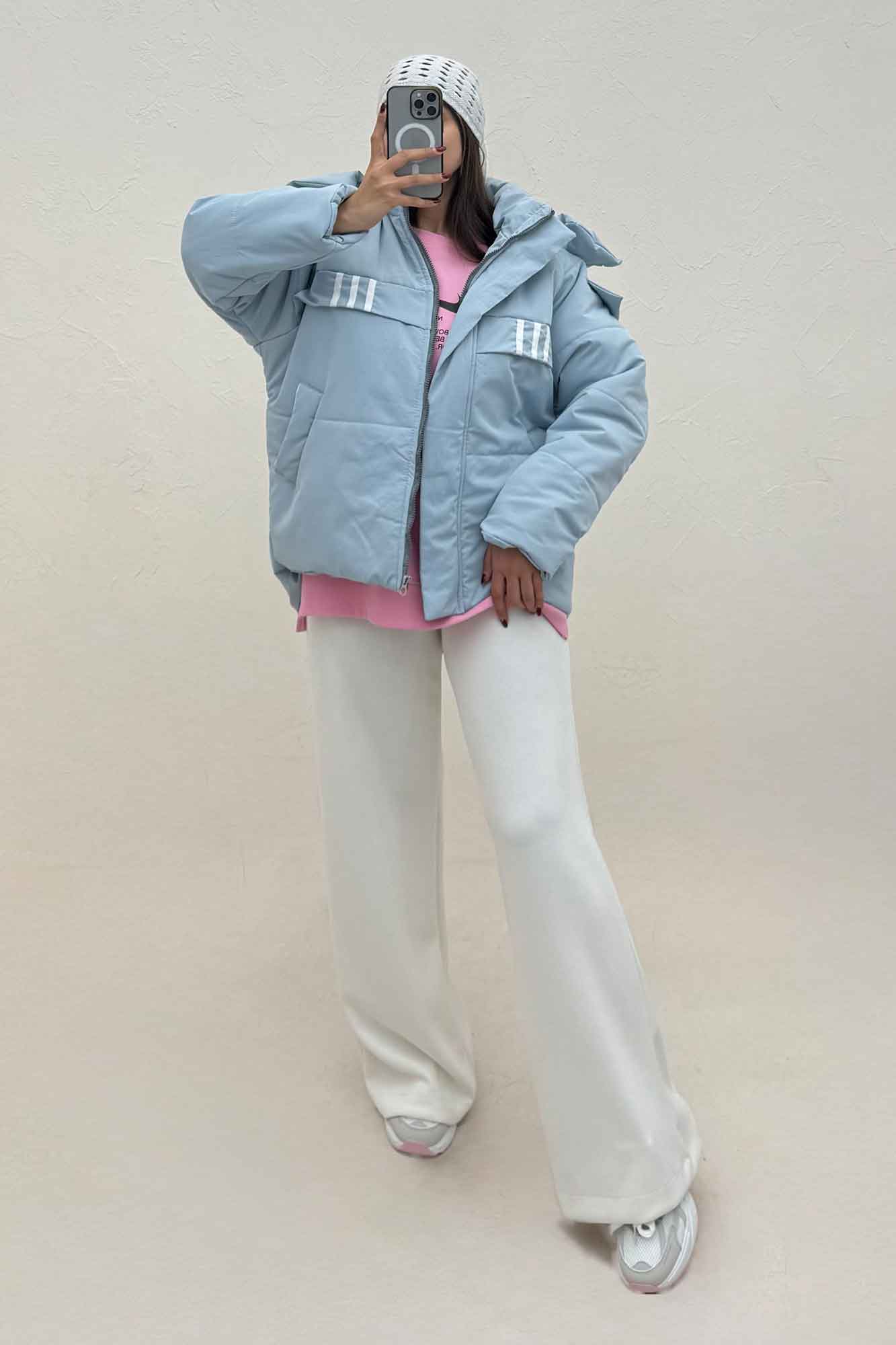 کاپشن کلاه دار پشت بلند