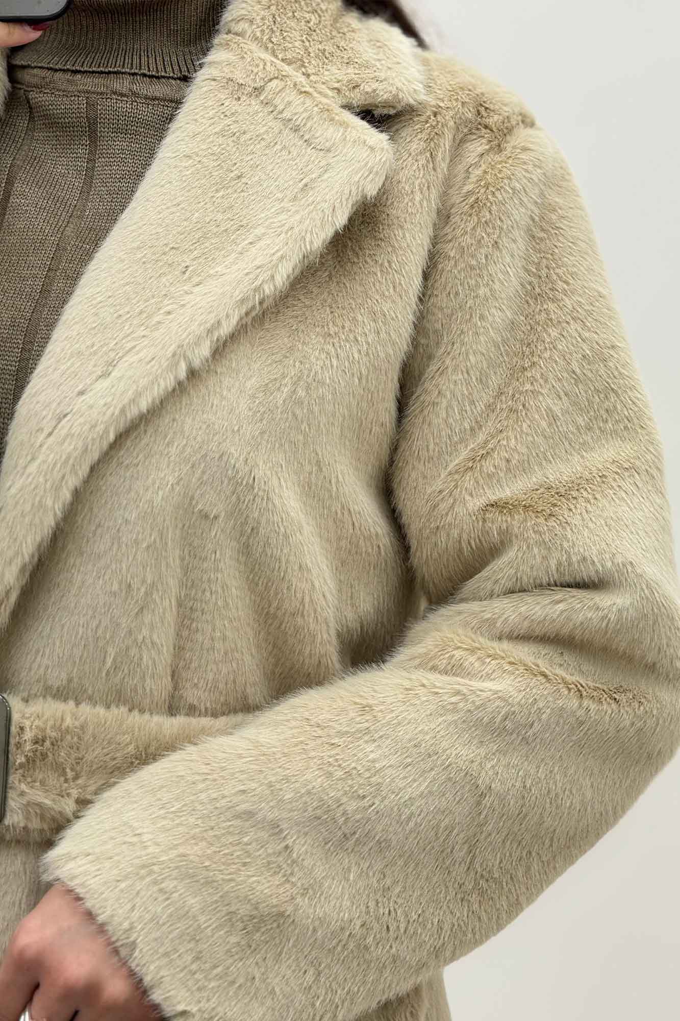 پالتو پوست آستردار کمربنددار اکلت