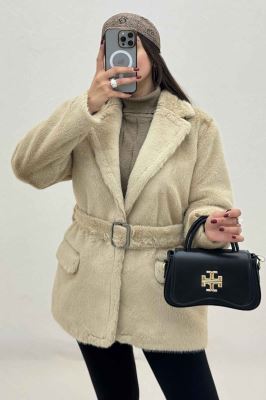 پالتو پوست آستردار کمربنددار اکلت