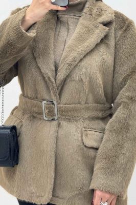 پالتو پوست آستردار کمربنددار اکلت