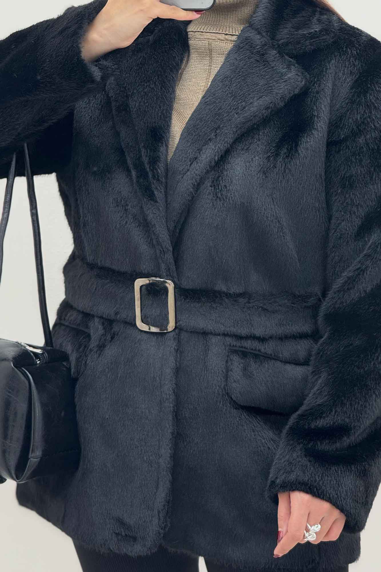 پالتو پوست آستردار کمربنددار اکلت