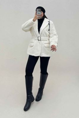 پالتو پوست آستردار کمربنددار اکلت