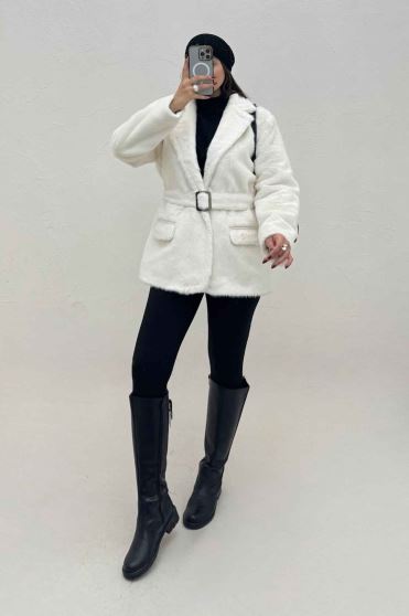 پالتو پوست آستردار کمربنددار اکلت