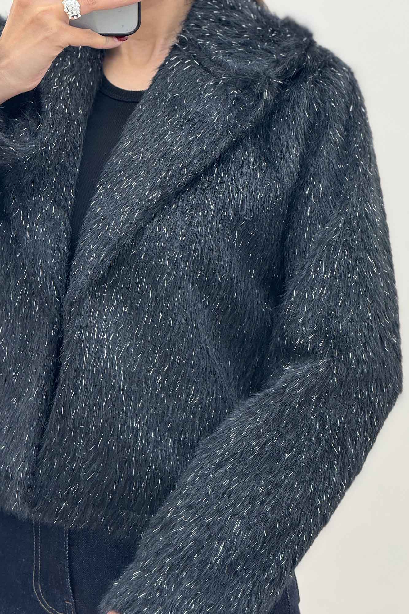 کت خز آستردار تک جیب فیلتو شاین دار