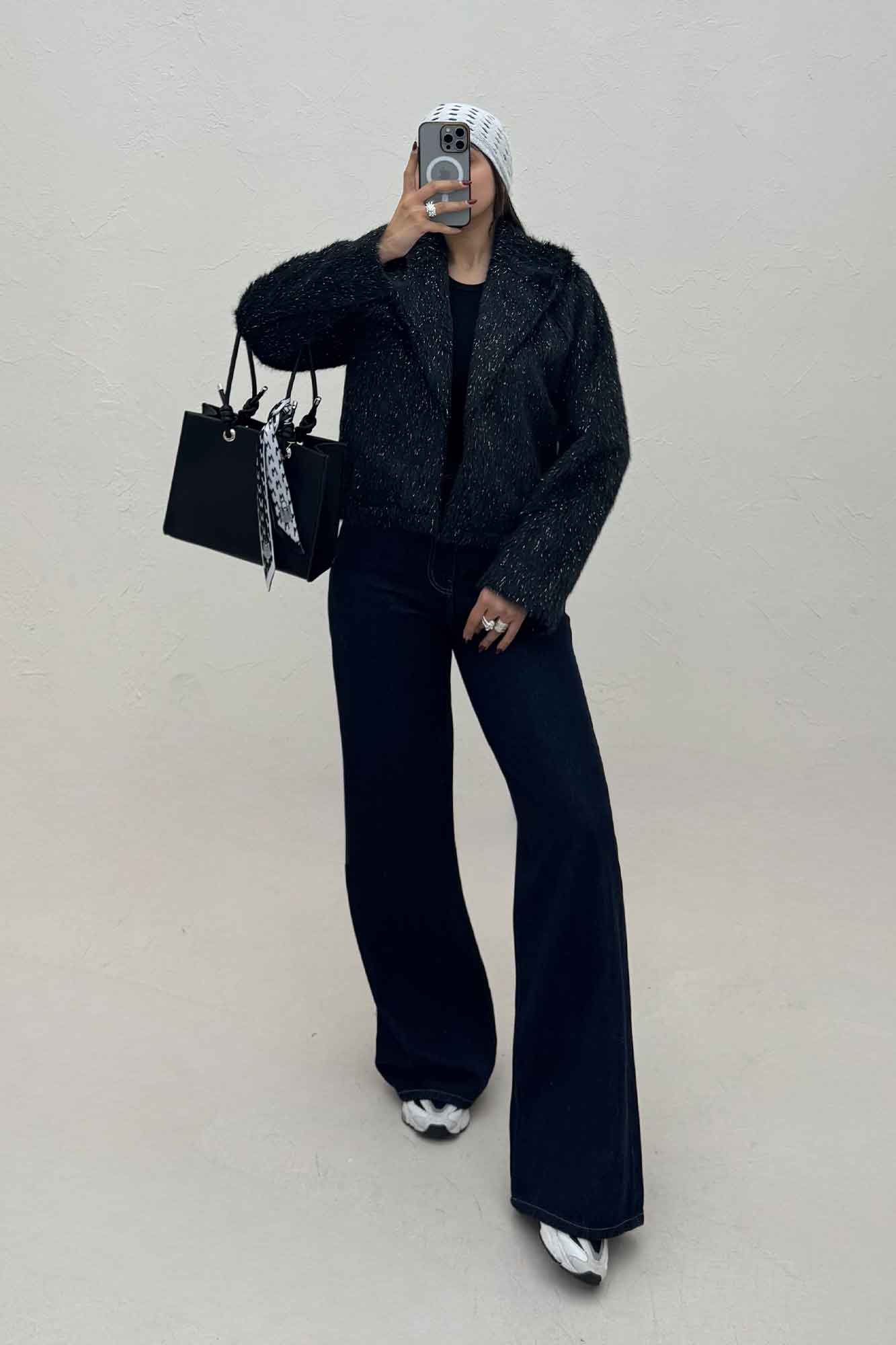 کت خز آستردار تک جیب فیلتو شاین دار