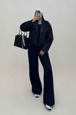 کت خز آستردار تک جیب فیلتو شاین دار