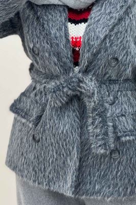 کت خز آستردار کمربنددار فلینا