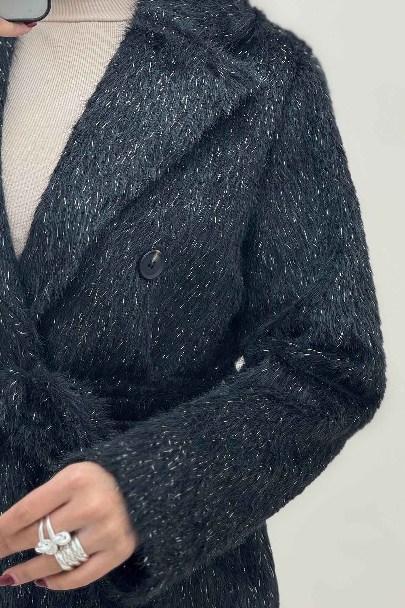 کت خز شاین دار آستردار کمربنددار 