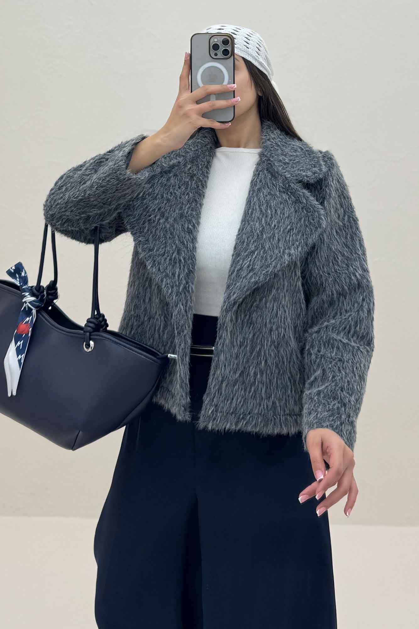 کت خز آستردار یقه انگلیسی