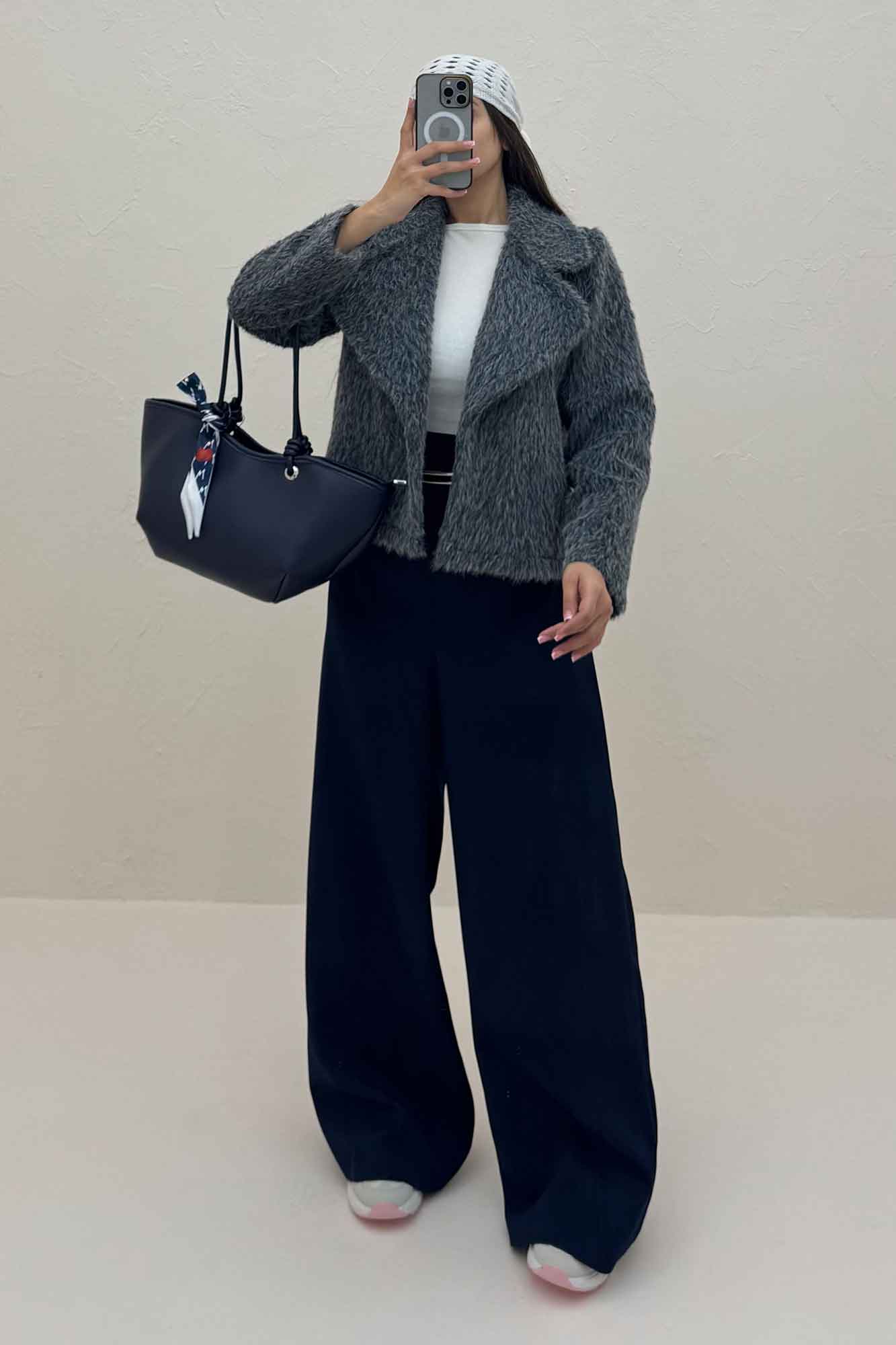 کت خز آستردار یقه انگلیسی