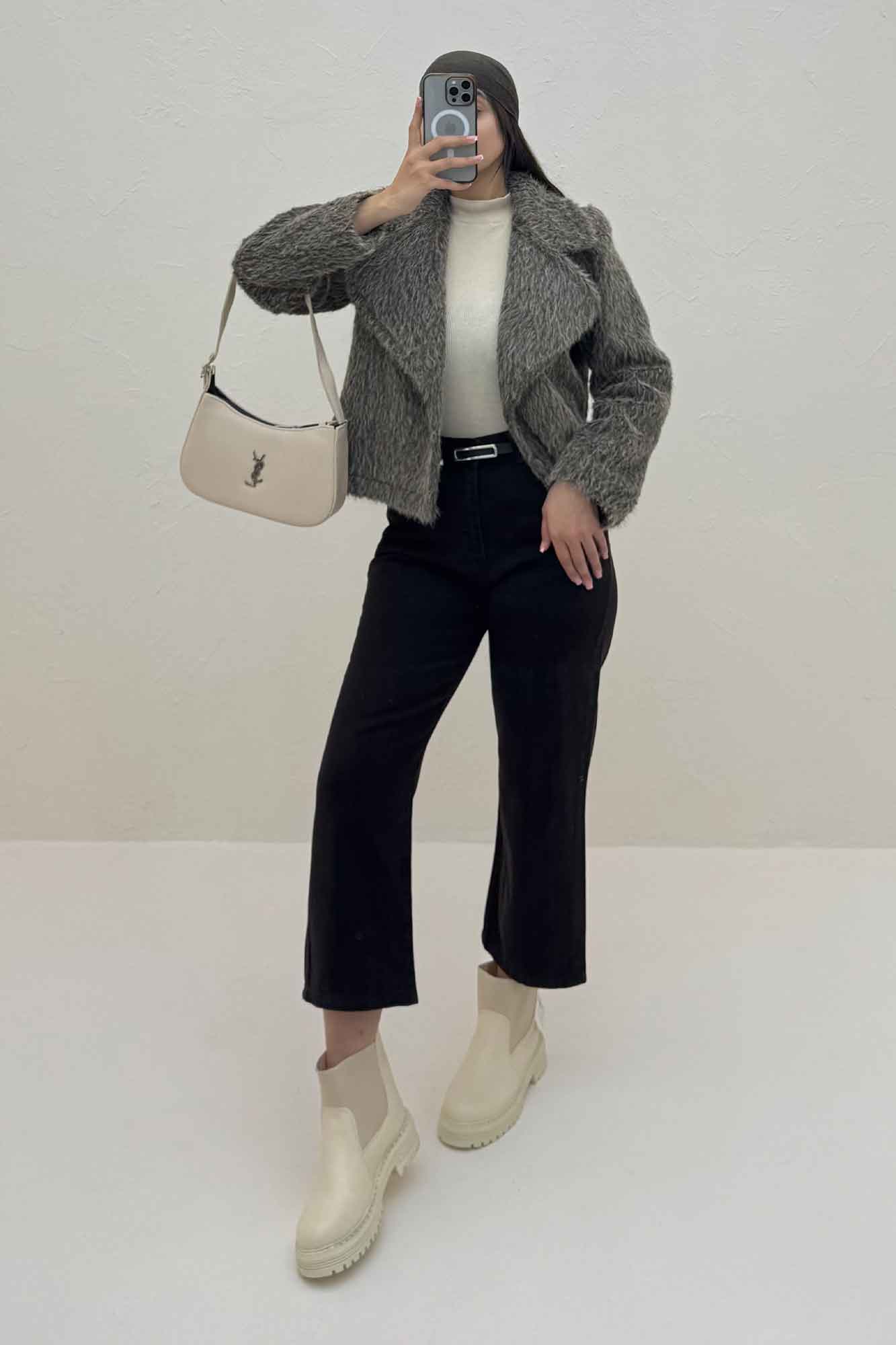 کت خز آستردار یقه انگلیسی