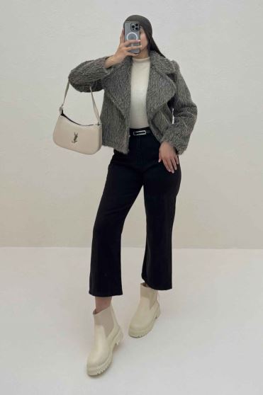 کت خز آستردار یقه انگلیسی