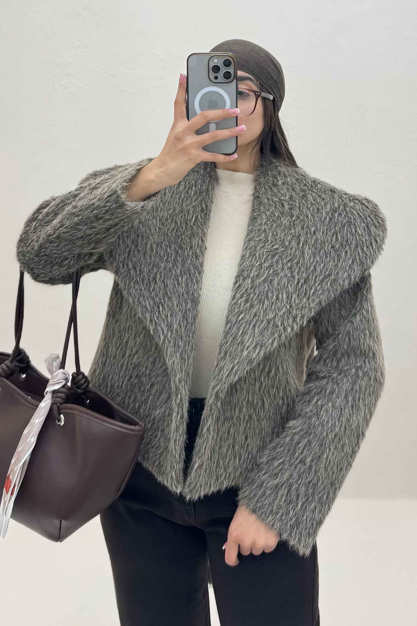 کت خز آستردار یقه پهن