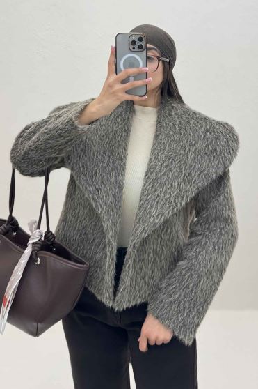 کت خز آستردار یقه پهن