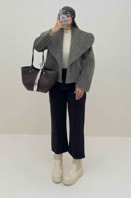 کت خز آستردار یقه پهن