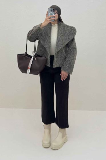 کت خز آستردار یقه پهن