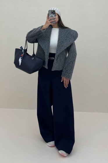 کت خز آستردار یقه پهن