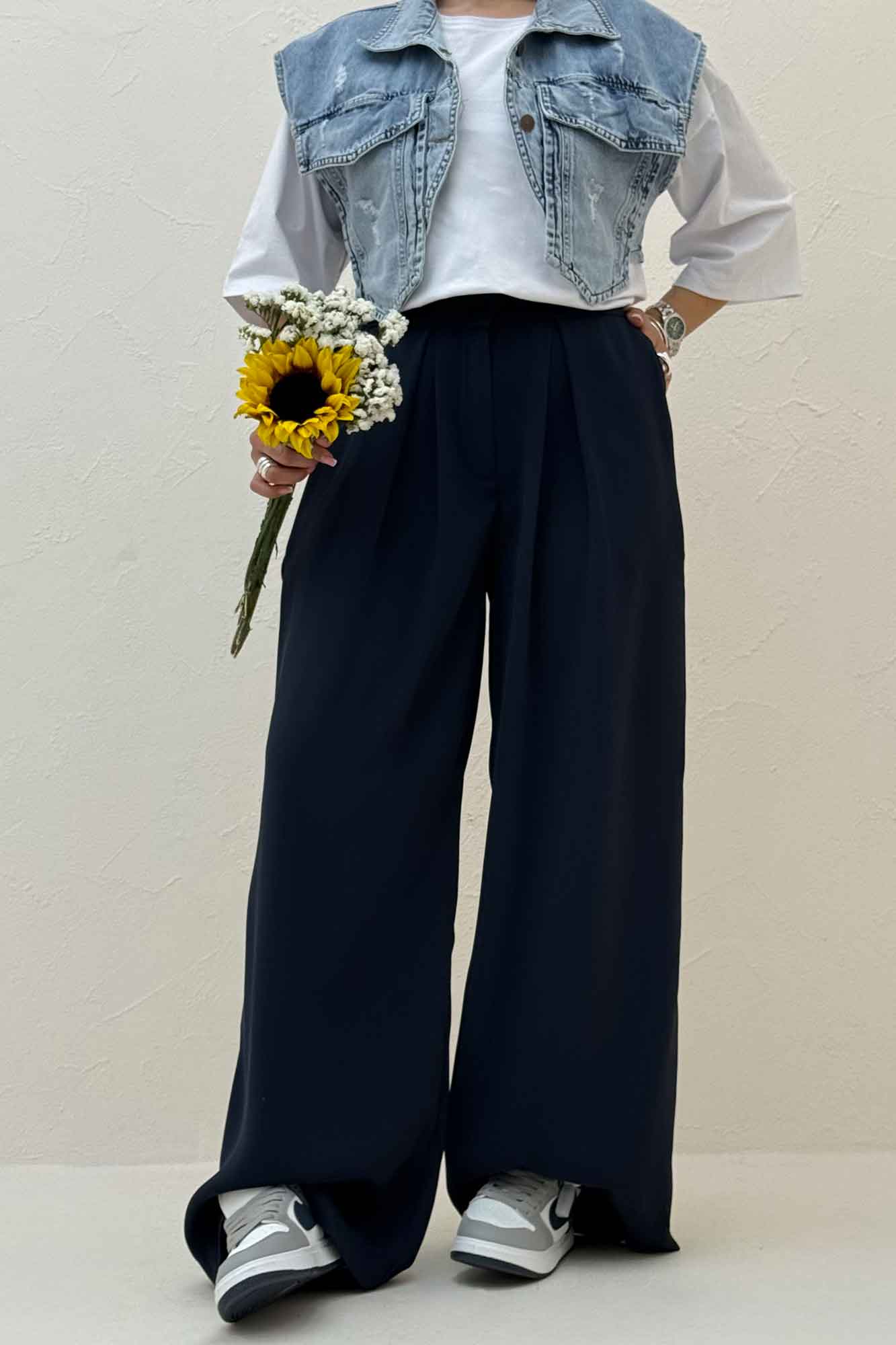 شلوار بگ پیله دار کرپ سان