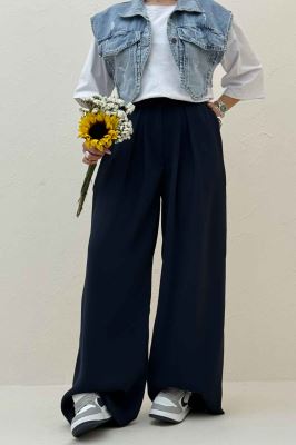 شلوار بگ پیله دار کرپ سان