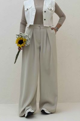 شلوار بگ پیله دار کرپ سان