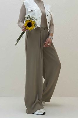 شلوار بگ پیله دار کرپ سان